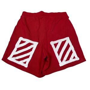 OFF-White Sweat Shorts Streetwear Red Men's Small Distressed